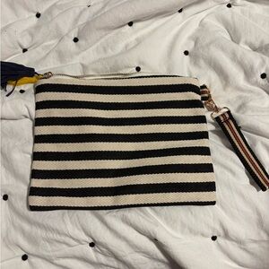 Source Unknown Black and Cream Striped Clutch